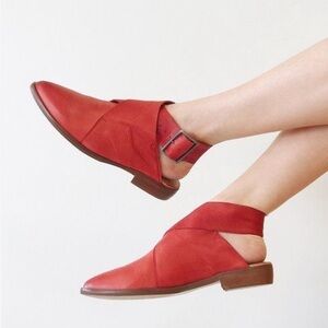 Free People Red Leather Crisscross strap Buckle